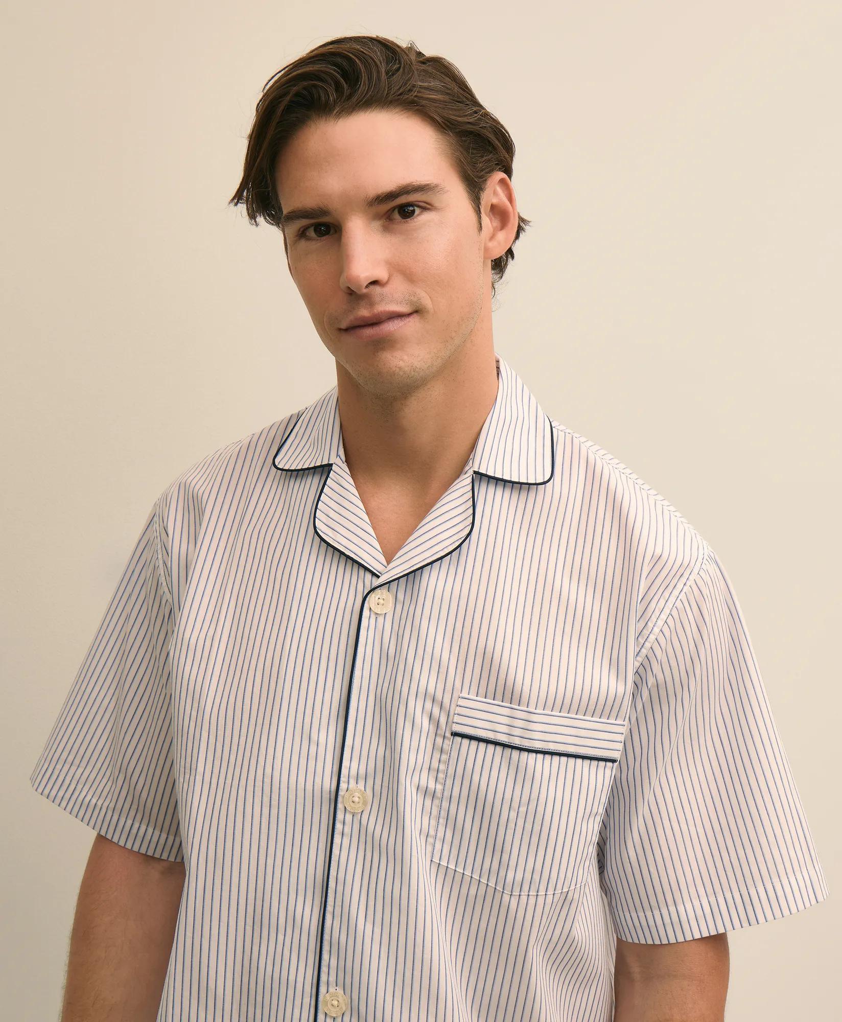 Cotton Broadcloth Stripe Short Pajamas, image 2