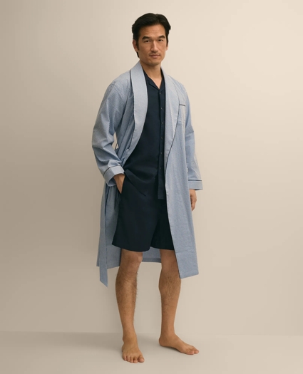 Cotton Blend Seersucker Robe, image 1