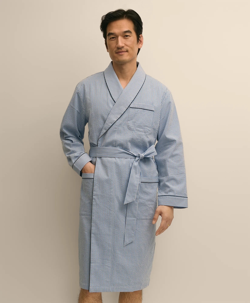 Cotton Blend Seersucker Robe, image 2