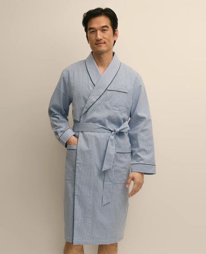 Cotton Blend Seersucker Robe, image 2