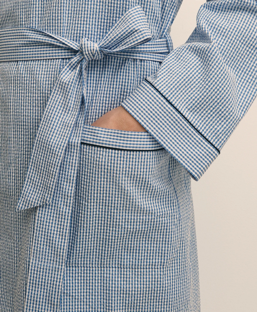 Cotton Blend Seersucker Robe, image 3