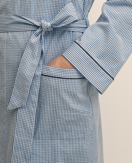 Cotton Blend Seersucker Robe, image 3