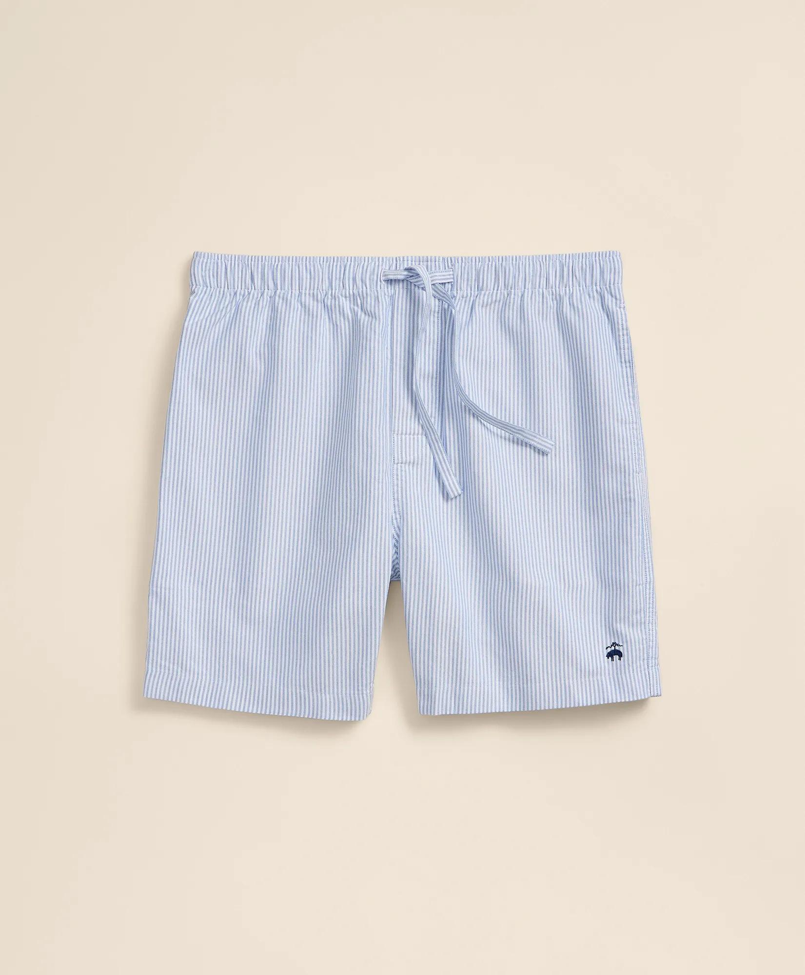 Cotton Oxford Stripe Lounge Shorts, image 1