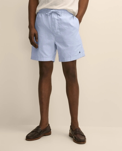 Cotton Oxford Stripe Lounge Shorts, image 2