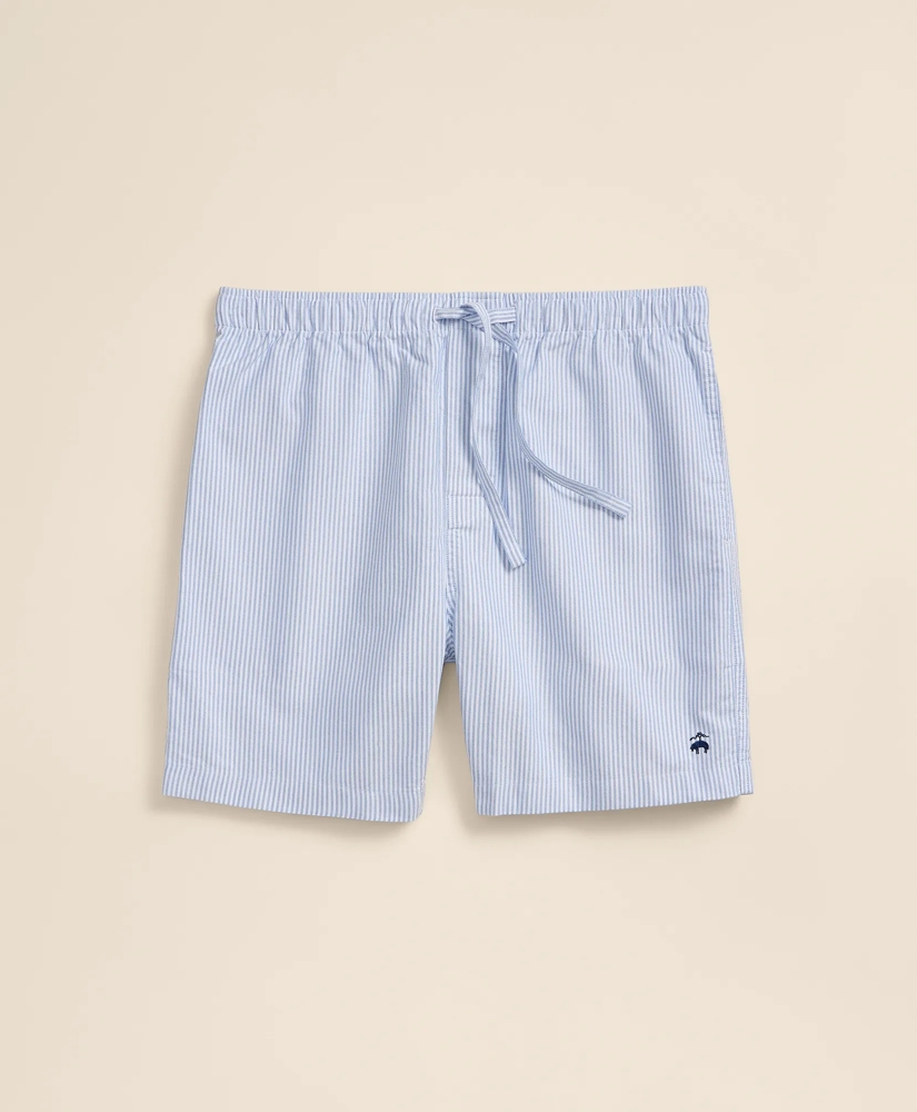 Cotton Oxford Stripe Lounge Shorts, image 6