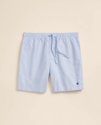 Cotton Oxford Stripe Lounge Shorts, image 6
