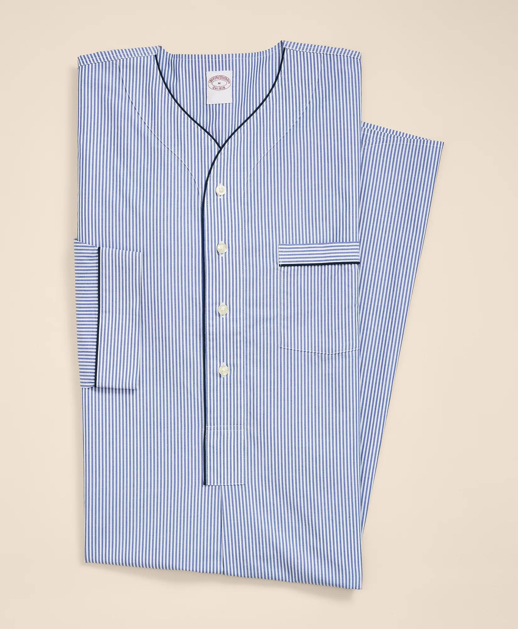 Cotton Broadcloth Striped Night Shirt, image 1