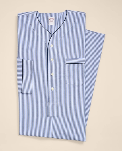 Cotton Broadcloth Striped Night Shirt, image 1