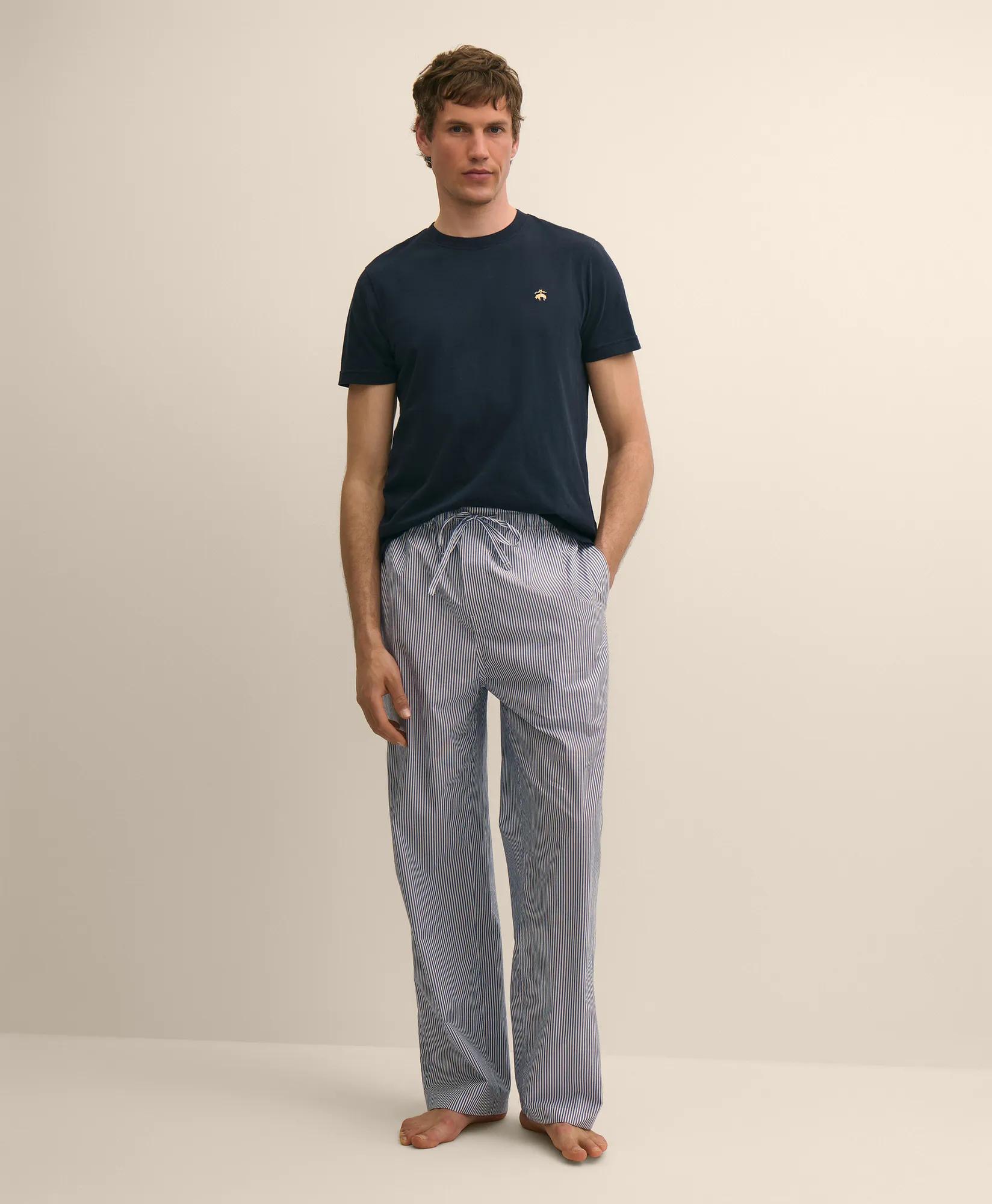 Cotton Broadcloth Striped Lounge Pants, image 1