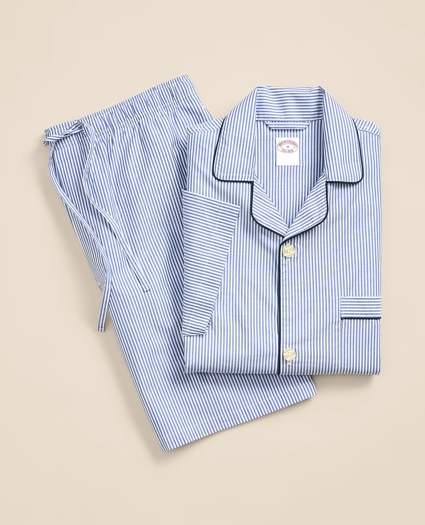 Cotton Broadcloth Striped Short Pajamas, image 1