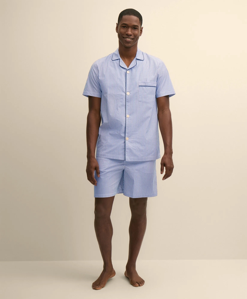 Cotton Broadcloth Striped Short Pajamas, image 4