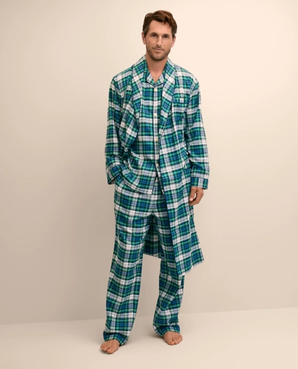 Cotton Flannel Plaid Robe, image 1