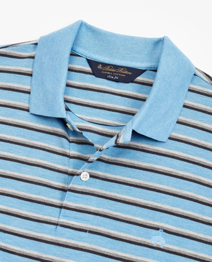 Slim Fit Heathered Stripe Polo Shirt, image 2