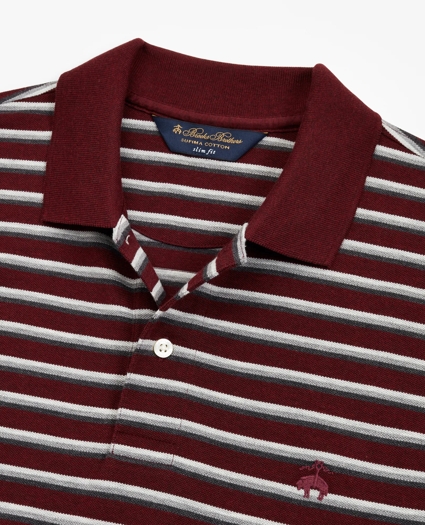 Slim Fit Heathered Stripe Polo Shirt, image 2