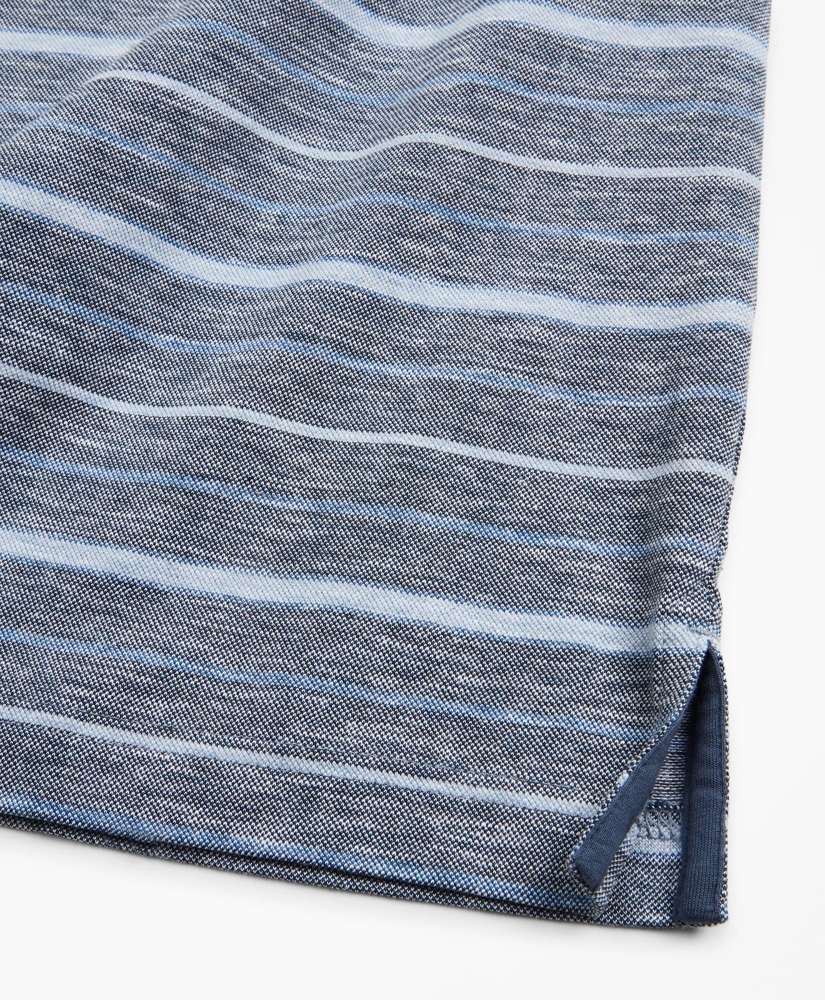 Slim Fit Cotton and Linen Stripe Polo Shirt, image 3