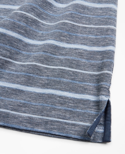 Slim Fit Cotton and Linen Stripe Polo Shirt, image 3