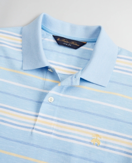 Slim Fit Cotton and Linen Slub Stripe Polo Shirt, image 2
