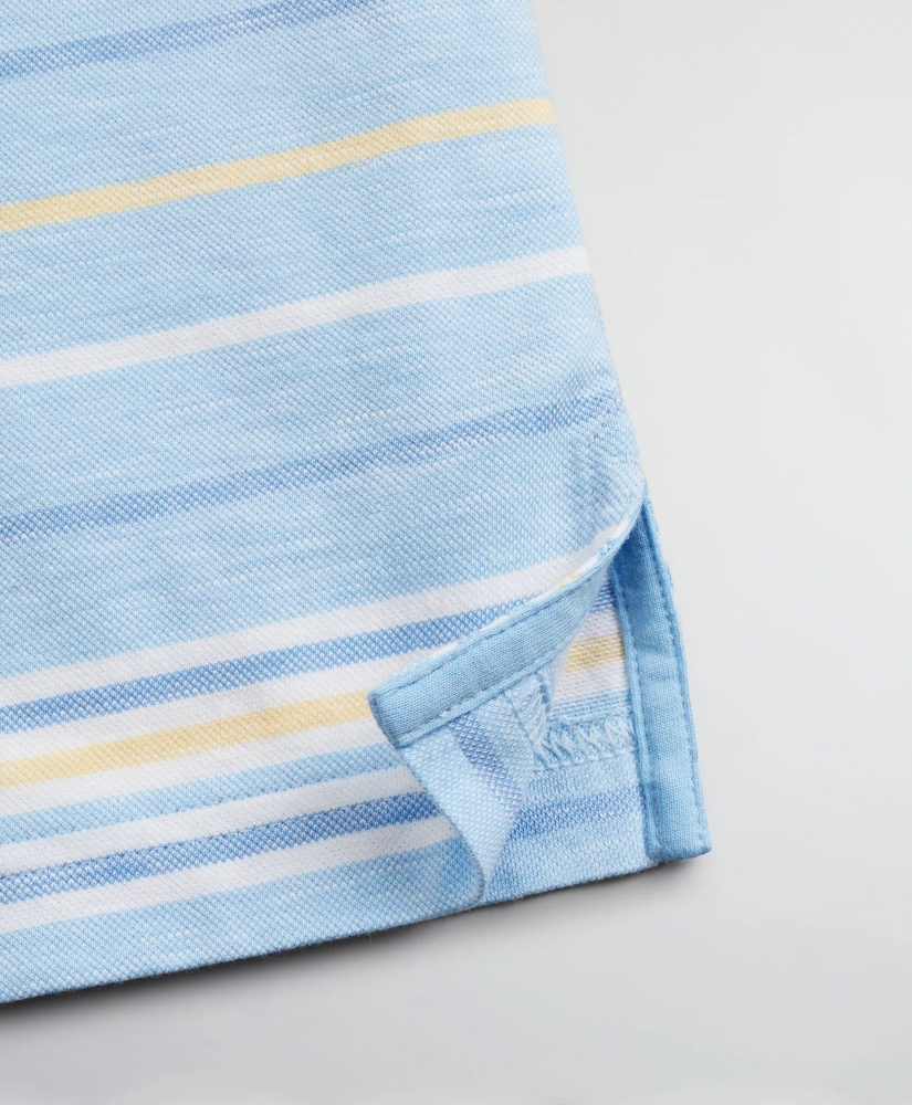Slim Fit Cotton and Linen Slub Stripe Polo Shirt, image 3