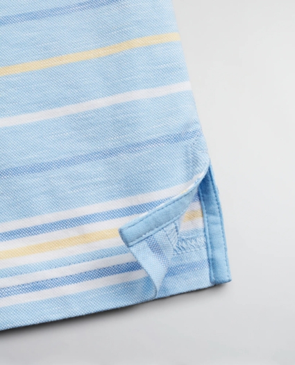 Slim Fit Cotton and Linen Slub Stripe Polo Shirt, image 3