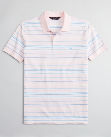 Slim Fit Cotton and Linen Slub Stripe Polo Shirt, image 1