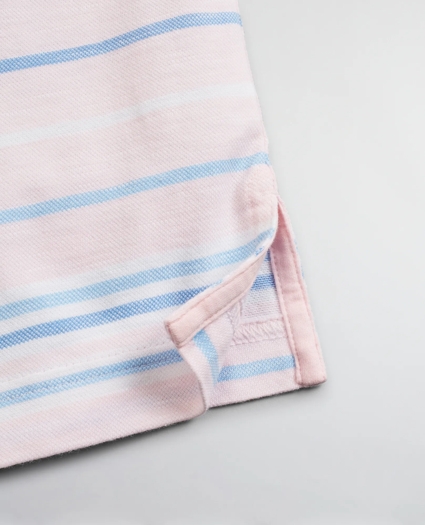 Slim Fit Cotton and Linen Slub Stripe Polo Shirt, image 3