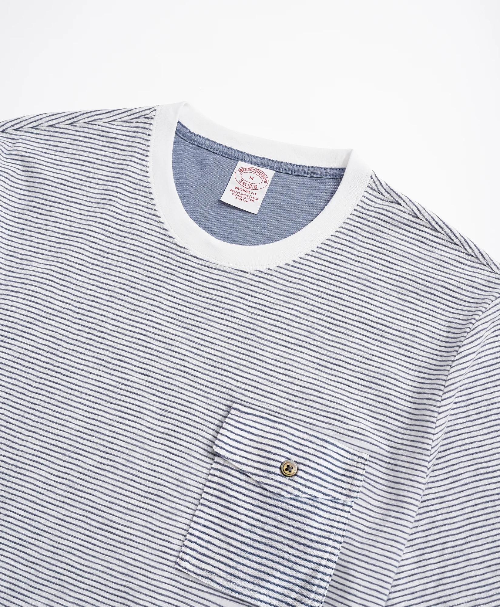 Striped Slub Cotton Pocket T-Shirt, image 2