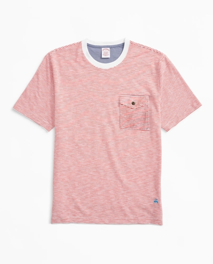 Striped Slub Cotton Pocket T-Shirt, image 1