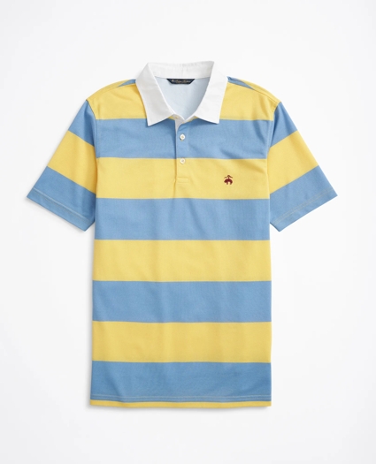 Slim Fit Rugby Stripe Stretch Pique Polo Shirt, image 1