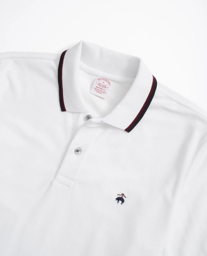 Striped Trim Terry Polo Shirt, image 2