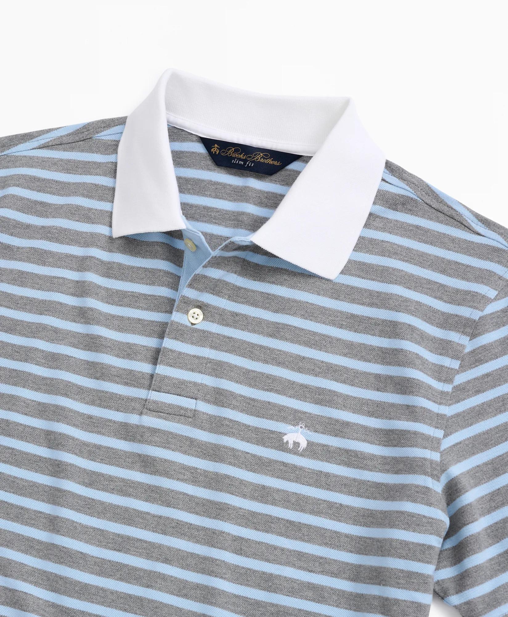 Slim Fit Stretch Cotton Pique Stripe Polo Shirt