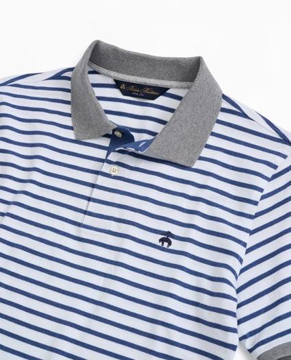 Slim Fit Stretch Cotton Pique Stripe Polo Shirt, image 2