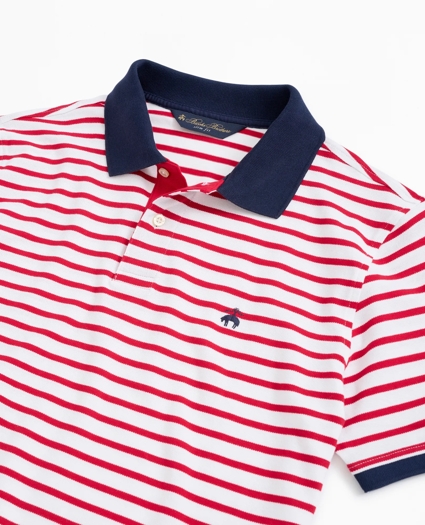 Slim Fit Stretch Cotton Pique Stripe Polo Shirt, image 2