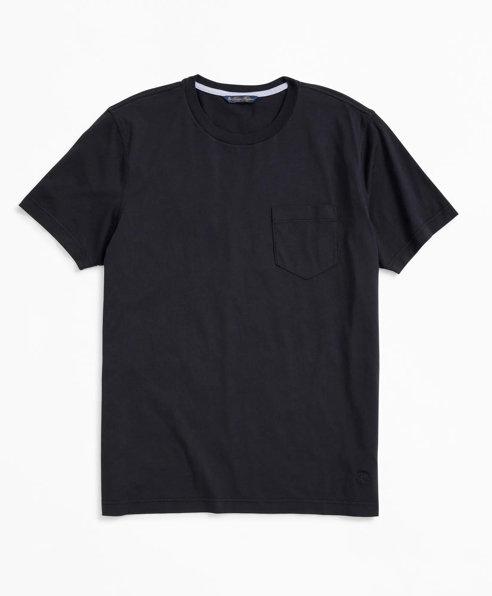 Supima Cotton Pocket Crewneck T-Shirt - Black