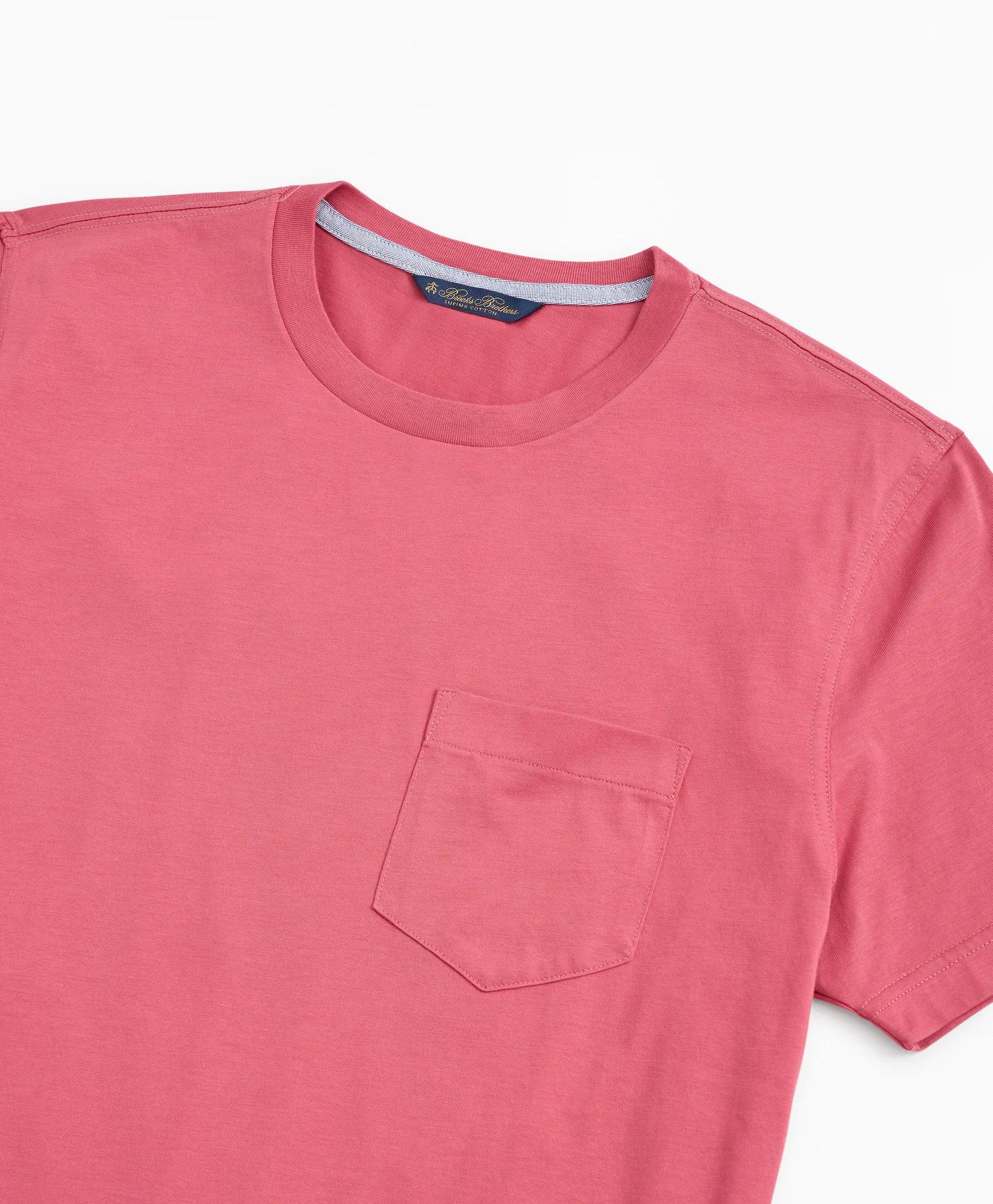 Supima Cotton Pocket Crewneck T-Shirt - Dark Pink