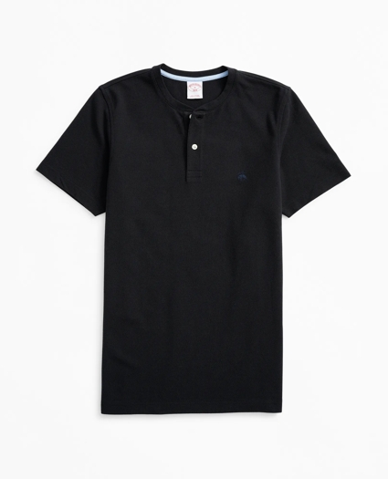 Short-Sleeve Cotton Pique Henley, image 1