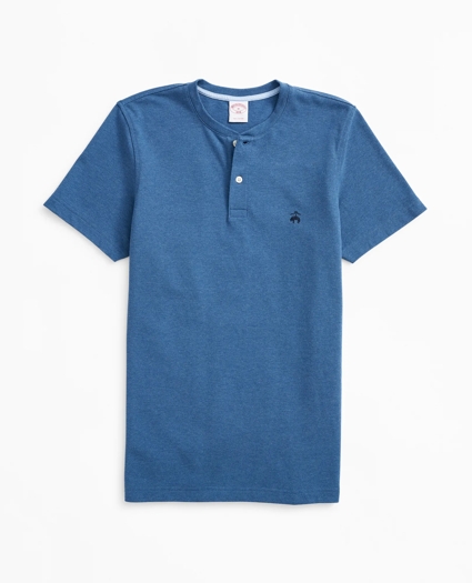 Short-Sleeve Cotton Pique Henley, image 1