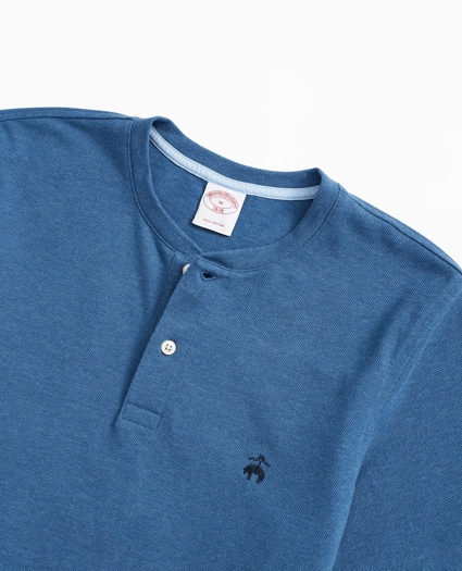 Short-Sleeve Cotton Pique Henley, image 2