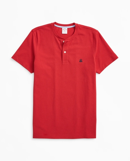 Short-Sleeve Cotton Pique Henley, image 1