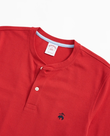 Short-Sleeve Cotton Pique Henley, image 2
