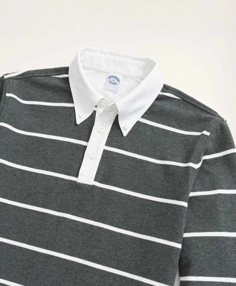 【BAON】[unisex] Konendy stripe rugby over collar tee Buy Yours Curve Green Rugby Collar Striped Contrast 100