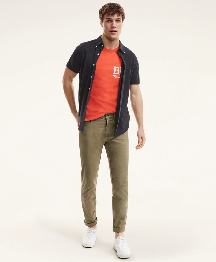 Washed Cotton Pique Short-Sleeve Knit Shirt, image 2