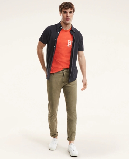 Washed Cotton Pique Short-Sleeve Knit Shirt, image 2