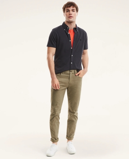 Washed Cotton Pique Short-Sleeve Knit Shirt, image 3