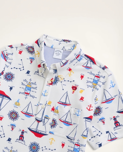 Supima® Cotton Nautical Print Polo Shirt, image 2