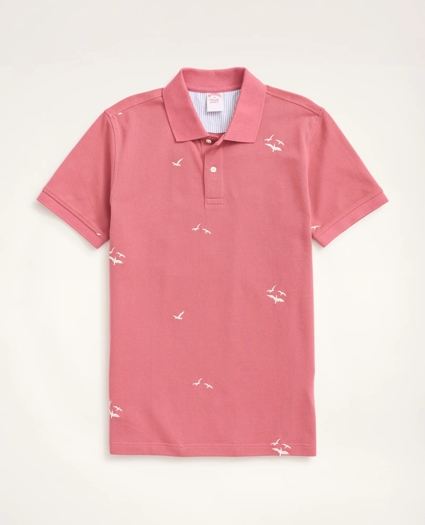 Original Fit Stretch Polo Shirt with Seagull Embroidery, image 1