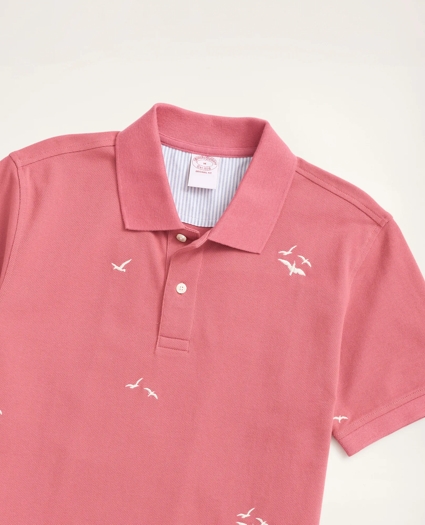 Original Fit Stretch Polo Shirt with Seagull Embroidery, image 2