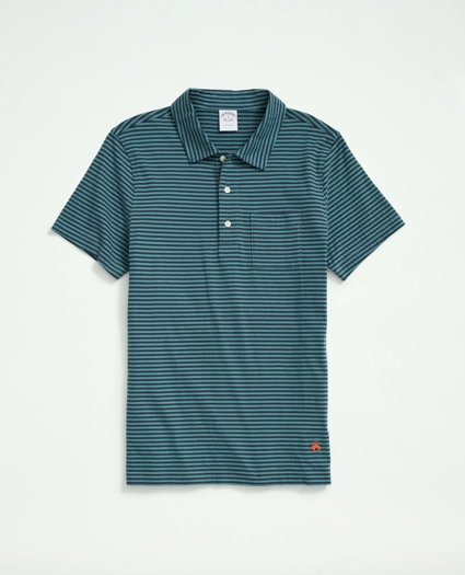 Vintage Washed Cotton Feeder Stripe Polo Shirt, image 1
