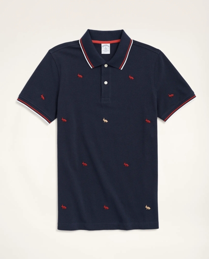 Men's Lunar New Year Cotton Pique Embroidered Rabbit Polo Shirt, image 1