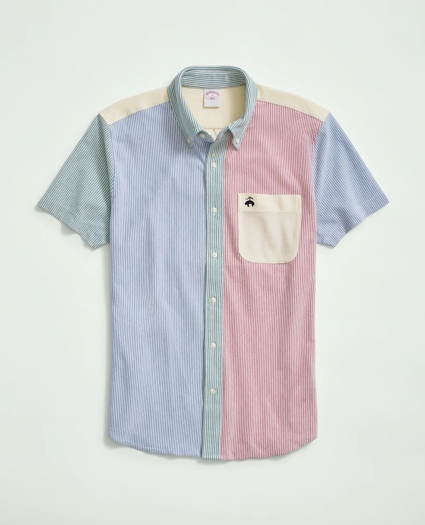 Slim Fit Cotton Pique Knit Fun Stripe Shirt, image 1