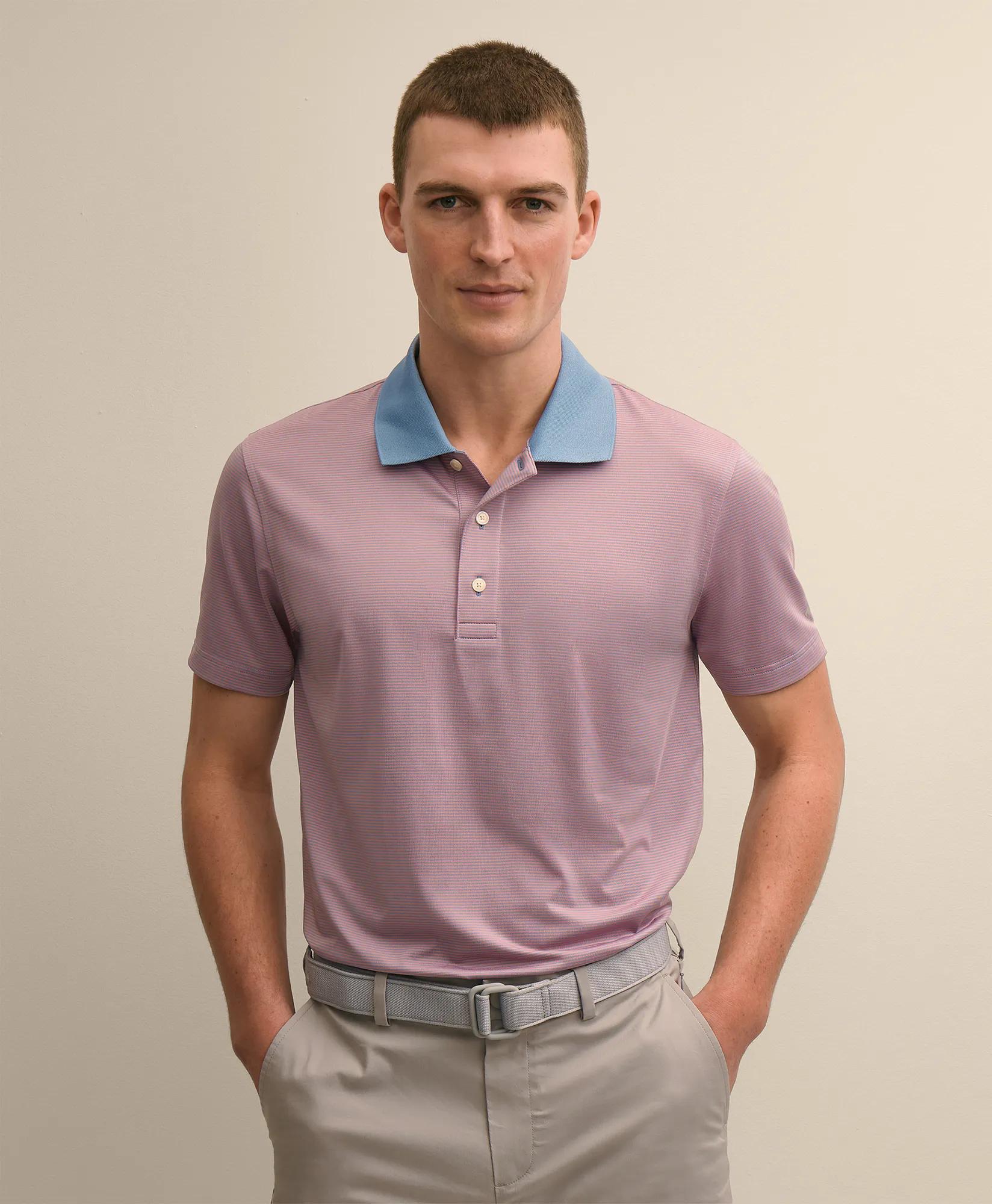 Performance Series Micro Stripe Jersey Polo Shirt, image 1